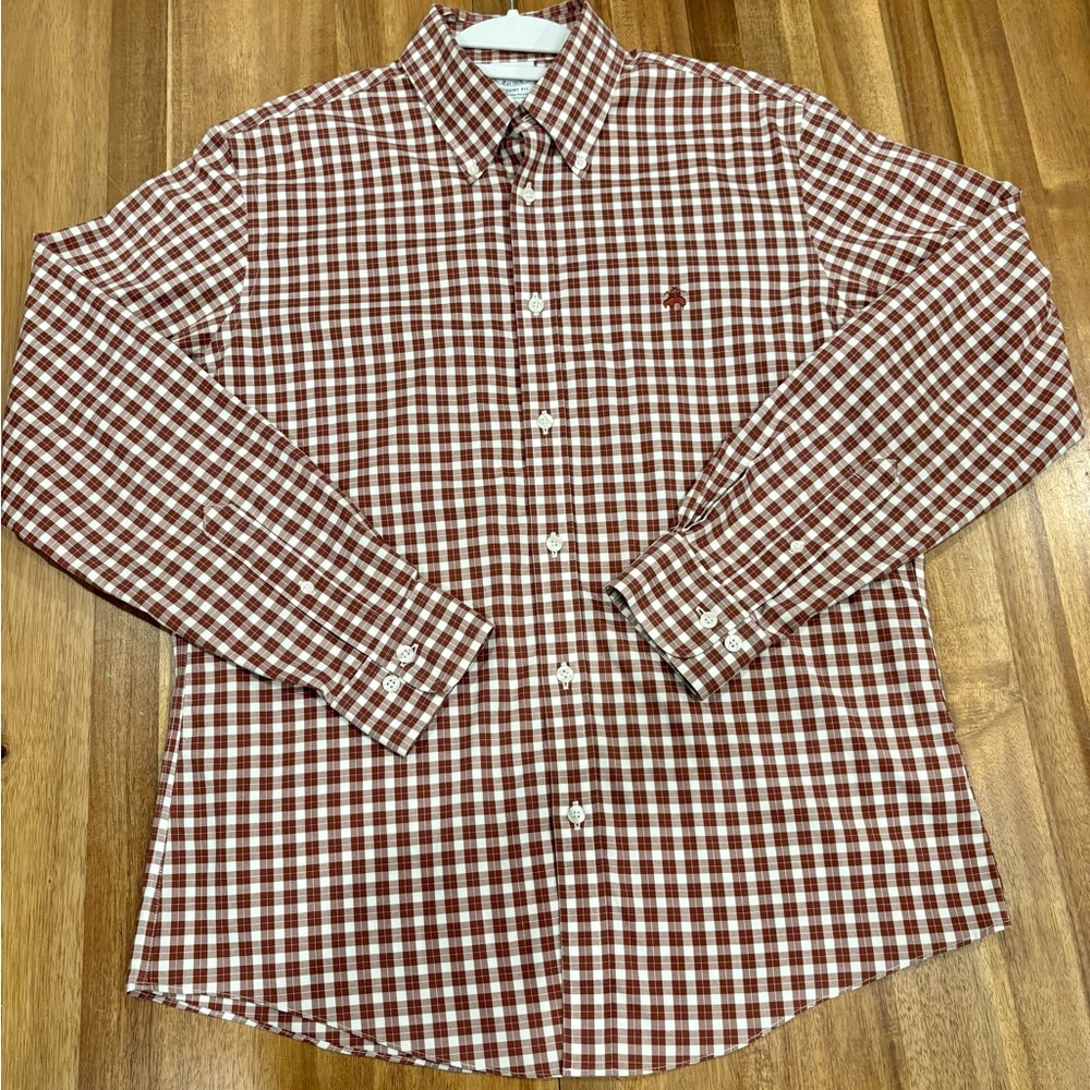 Brooks Brothers Burgundy Gingham Button Down Shirt M